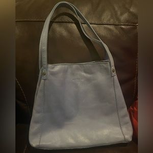 Periwinkle color triple entry satchel handbag